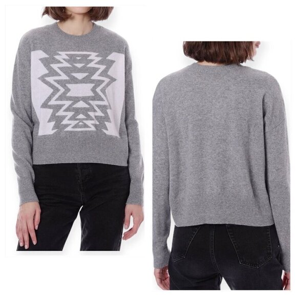 Minnie Rose Cashmere Ski Out West Crew Sweater, Size L, Gray, New with tag - Picture 3 of 16